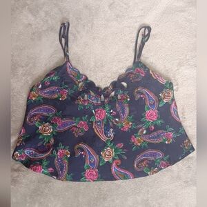 Victoria's Secret Vintage Gold Label Dark Purple Floral Paisley Cami Top. Size P